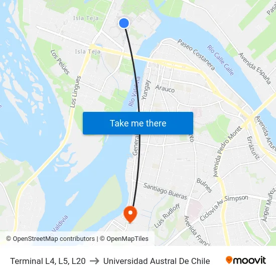 Terminal L4, L5, L20 to Universidad Austral De Chile map