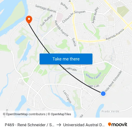 P469 - René Schneider / Sta. Flor to Universidad Austral De Chile map
