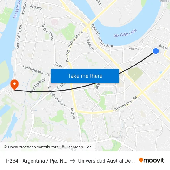 P234 - Argentina / Pje. Niebla to Universidad Austral De Chile map