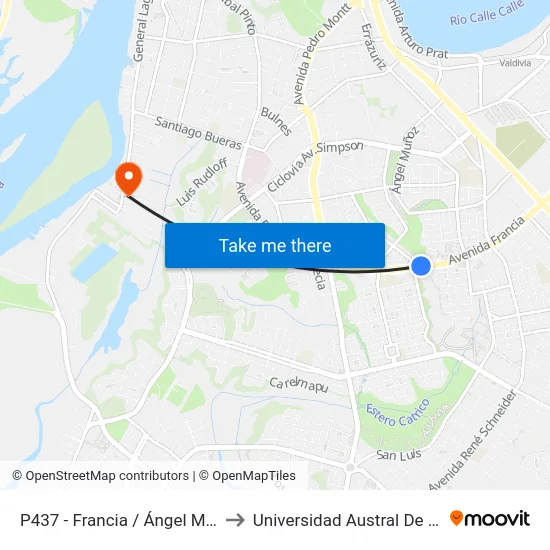 P437 - Francia / Ángel Muñoz to Universidad Austral De Chile map
