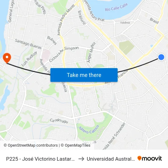 P225 - José Victorino Lastarrias / Pje. 10 to Universidad Austral De Chile map