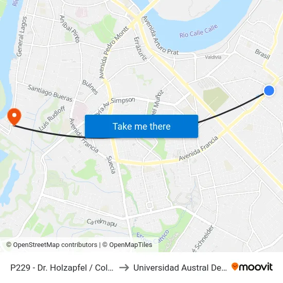 P229 - Dr. Holzapfel / Colo Colo to Universidad Austral De Chile map