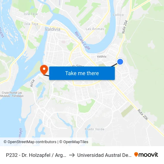 P232 - Dr. Holzapfel / Argentina to Universidad Austral De Chile map