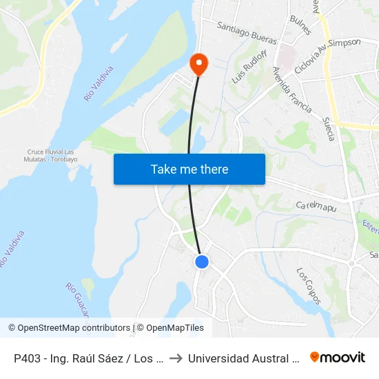 P403 - Ing. Raúl Sáez / Los Naranjos to Universidad Austral De Chile map
