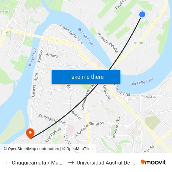 I - Chuquicamata / Mamiña to Universidad Austral De Chile map