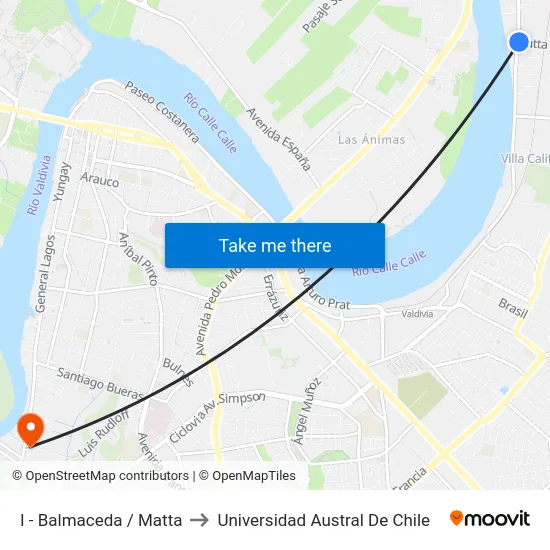 I - Balmaceda / Matta to Universidad Austral De Chile map