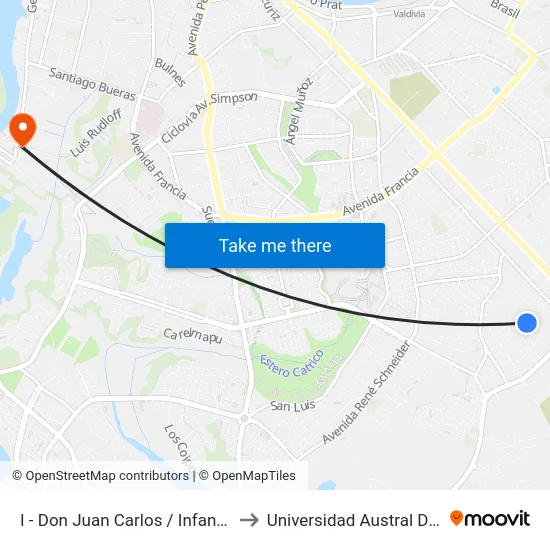 I - Don Juan Carlos / Infanta Elena to Universidad Austral De Chile map