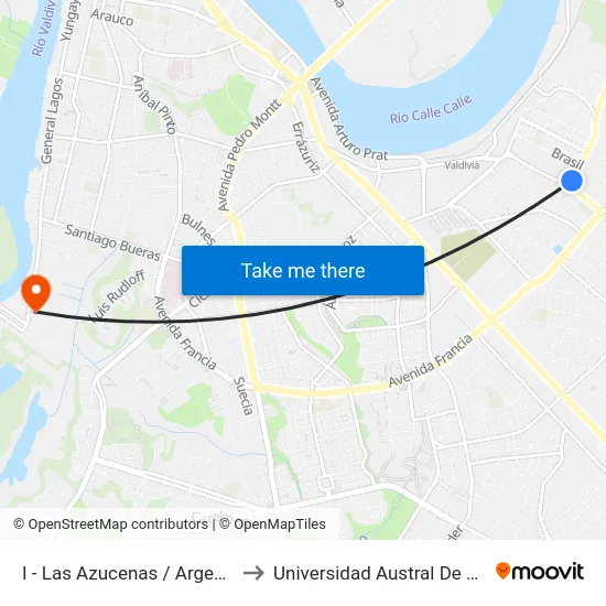 I - Las Azucenas / Argentina to Universidad Austral De Chile map