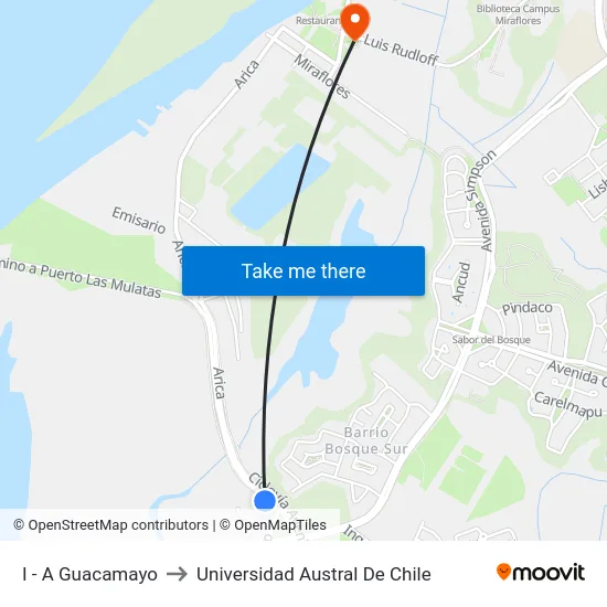 I - A Guacamayo to Universidad Austral De Chile map