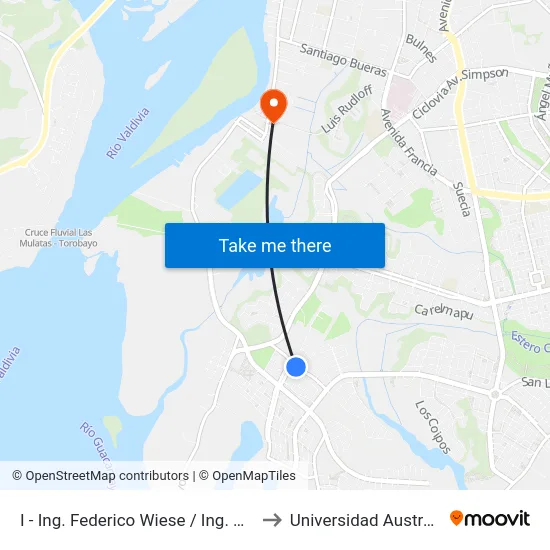 I - Ing. Federico Wiese / Ing. Raúl Sáez Sáez to Universidad Austral De Chile map
