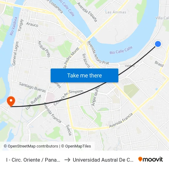 I - Circ. Oriente / Panamá to Universidad Austral De Chile map