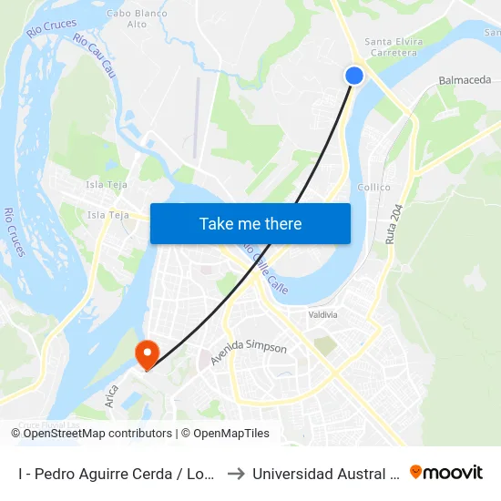 I - Pedro Aguirre Cerda / Los Maitenes to Universidad Austral De Chile map
