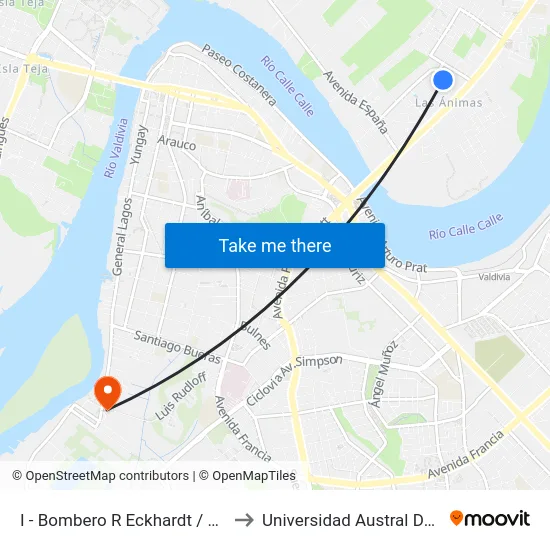 I - Bombero R Eckhardt / Cabildo to Universidad Austral De Chile map