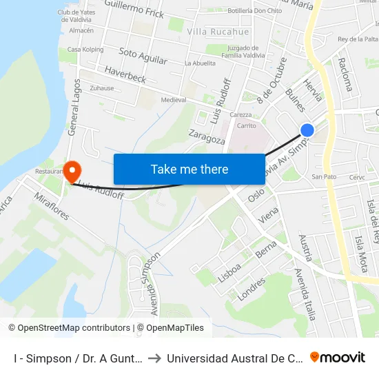 I - Simpson / Dr. A Gunther to Universidad Austral De Chile map