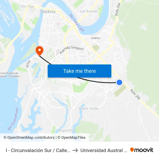 I - Circunvalación Sur / Callejón Paillao to Universidad Austral De Chile map