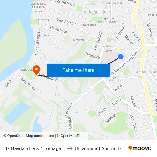 I - Havdaerbeck / Tornagaleones to Universidad Austral De Chile map