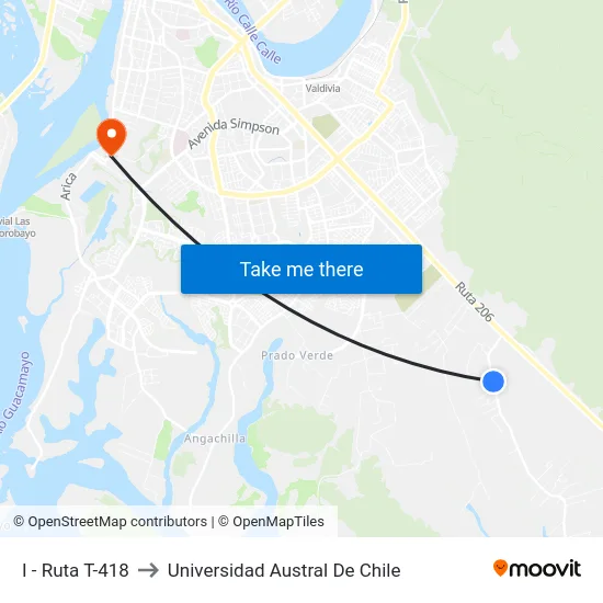 I - Ruta T-418 to Universidad Austral De Chile map