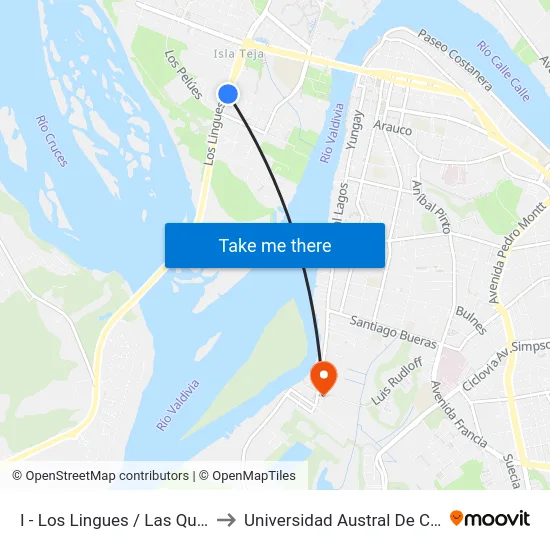 I - Los Lingues / Las Quilas to Universidad Austral De Chile map