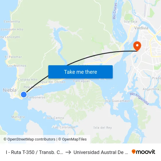 I - Ruta T-350 / Transb. Corral to Universidad Austral De Chile map