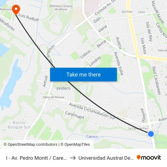 I - Av. Pedro Montt / Carelmapu to Universidad Austral De Chile map