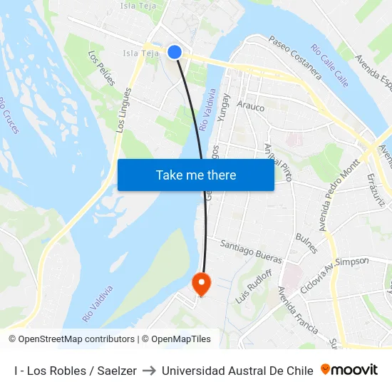 I - Los Robles / Saelzer to Universidad Austral De Chile map