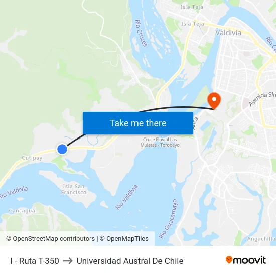 I - Ruta T-350 to Universidad Austral De Chile map