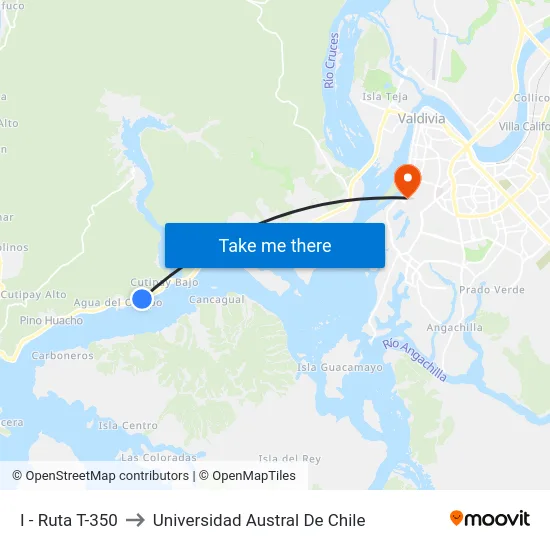 I - Ruta T-350 to Universidad Austral De Chile map