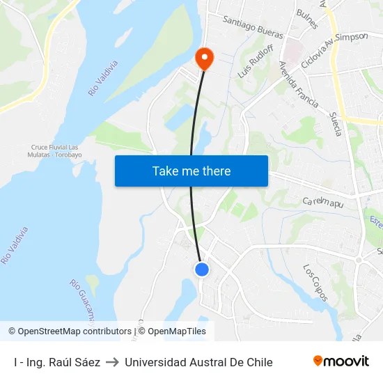 I - Ing. Raúl Sáez to Universidad Austral De Chile map