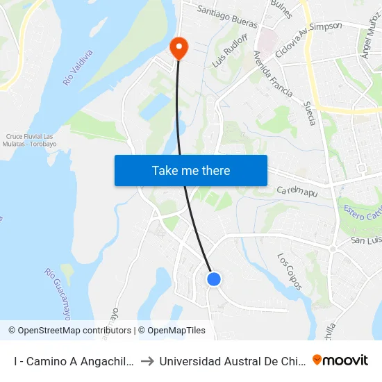I - Camino A Angachilla to Universidad Austral De Chile map