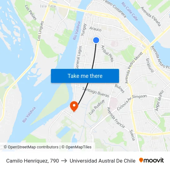 Camilo Henríquez, 790 to Universidad Austral De Chile map