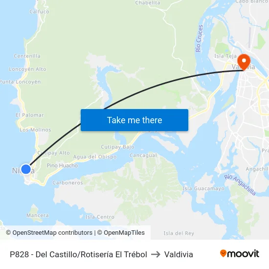 P828 - Del Castillo/Rotisería El Trébol to Valdivia map