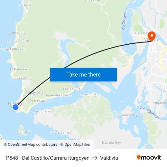 P548 - Del Castillo/Carrera Iturgoyen to Valdivia map
