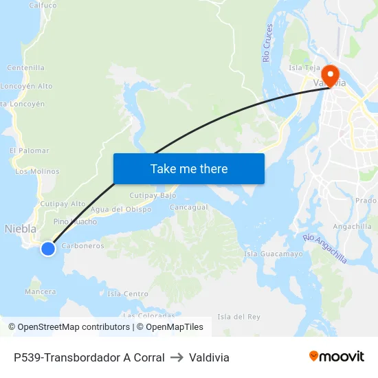 P539-Transbordador A Corral to Valdivia map