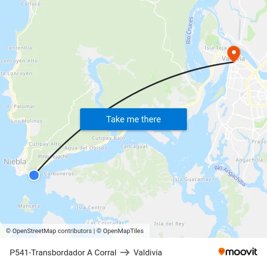 P541-Transbordador A Corral to Valdivia map
