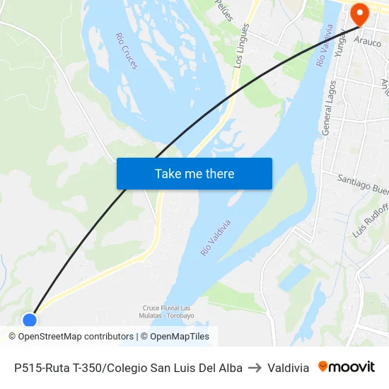 P515-Ruta T-350/Colegio San Luis Del Alba to Valdivia map