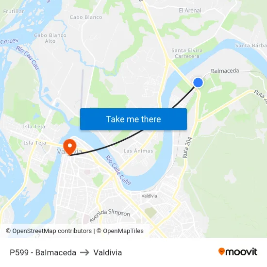 P599 - Balmaceda to Valdivia map