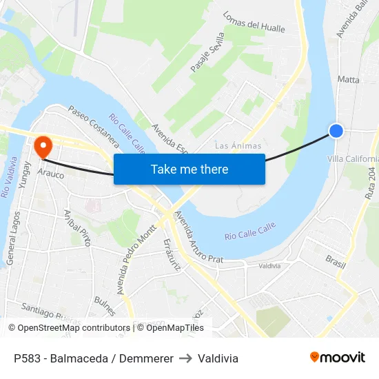 P583 - Balmaceda / Demmerer to Valdivia map