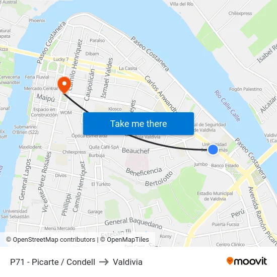 P71 - Picarte / Condell to Valdivia map