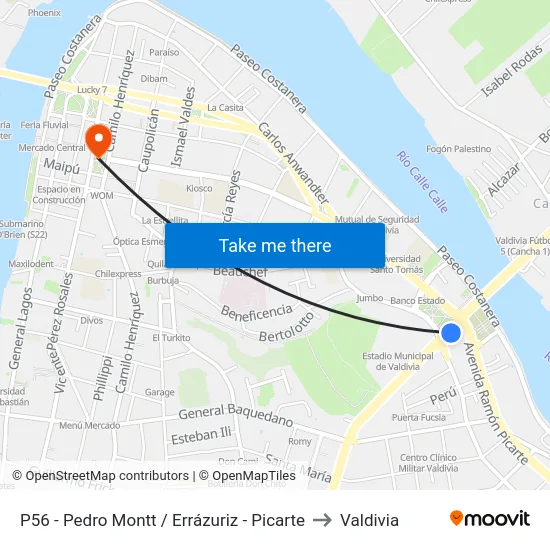 P56 - Pedro Montt / Errázuriz - Picarte to Valdivia map