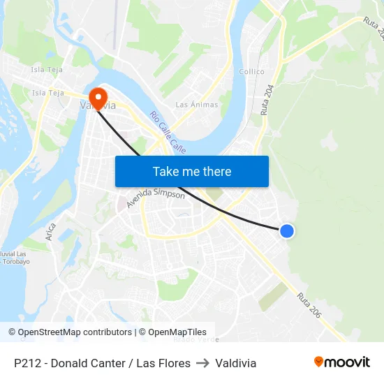 P212 - Donald Canter / Las Flores to Valdivia map