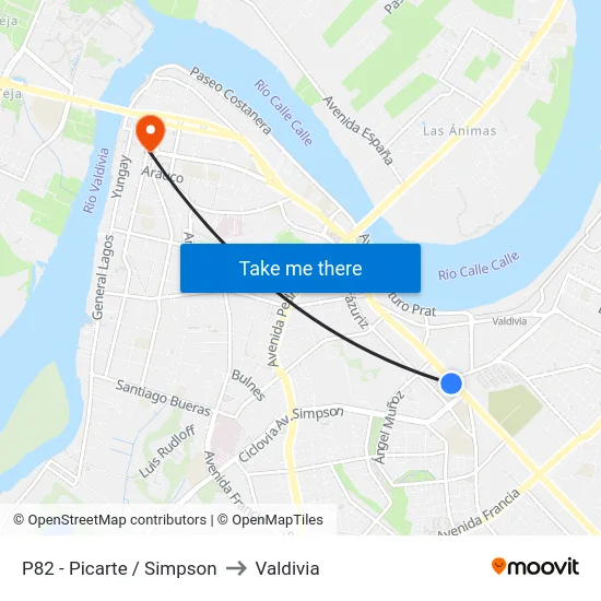 P82 - Picarte / Simpson to Valdivia map
