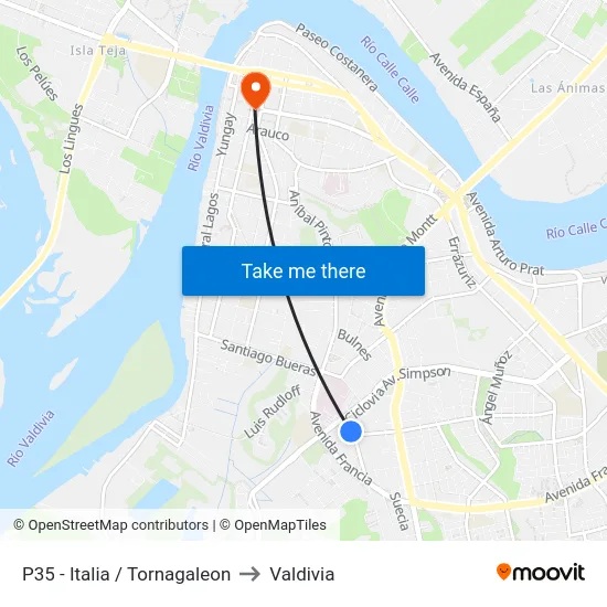 P35 - Italia / Tornagaleon to Valdivia map