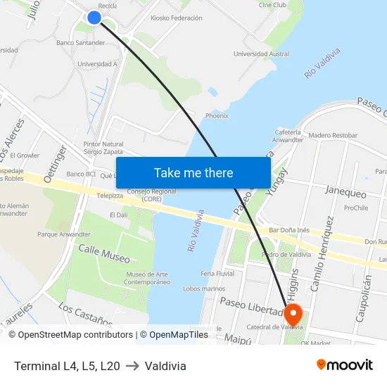 Terminal L4, L5, L20 to Valdivia map