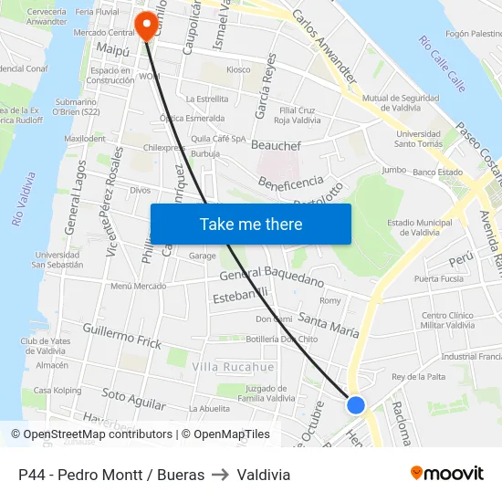 P44 - Pedro Montt / Bueras to Valdivia map