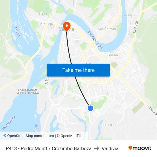 P413 - Pedro Montt / Crozimbo Barboza to Valdivia map