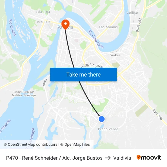 P470 - René Schneider / Alc. Jorge Bustos to Valdivia map