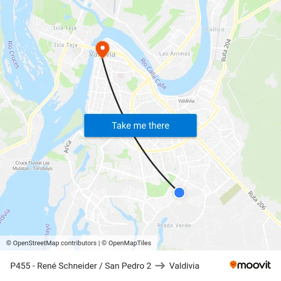 P455 - René Schneider / San Pedro 2 to Valdivia map