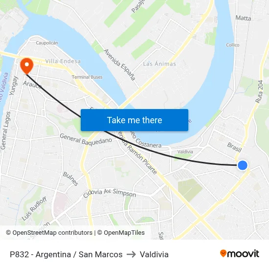 P832 - Argentina / San Marcos to Valdivia map