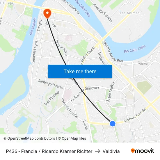 P436 - Francia / Ricardo Kramer Richter to Valdivia map