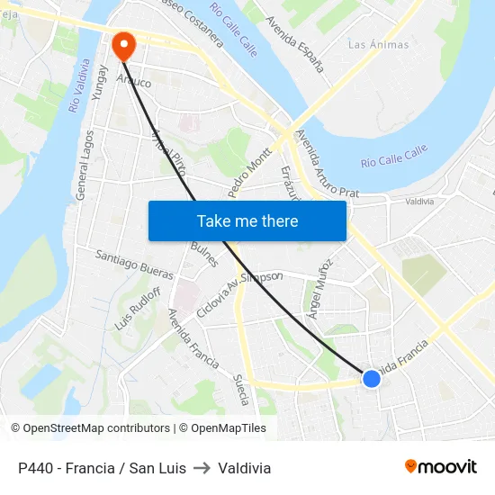 P440 - Francia / San Luis to Valdivia map